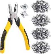 1200Pcs Wire Cage Clips with Hog Ring Pliers Fencing Pliers Snap-Ring Pliers Hog