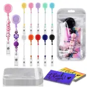 10 Sets Beaded Badge Reel Set Retractable Clip Holder for Beading for4507