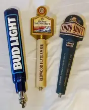 Beer Tap Handles (New and Used) Bud Light, Redwood Flats Amber and Third Shift
