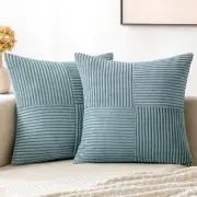 Corduroy Pillow Covers Pack of 2 Boho 16" x 16" (Pack of 2) Dusty Blue