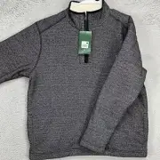 Orvis Pullover Jacket Mens Large Gray Black Sherpa Lined Fleece Quarter Zip NEW
