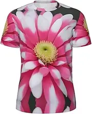 [DRTGEDS] Pink and White Flower Men's Mesh Short Sleeve Round Neck T Shirts Party Tops for Beach Gatherings, Black, Large