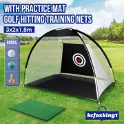 Golf Net and Hitting Mat Set Chipping Cage Practice Outdoor Driving Training Aid