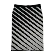 Gianni Bini Skirt Stella Knit Pull On Straight Midi Black White Day Night Medium