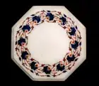 12" Marble Side Table Top Semi Precious Inlay Handmade Work Decor