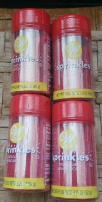 4 Jars 3.25 oz Each Wilton Sprinkles Red Decorative Sanding Sugar for Baking