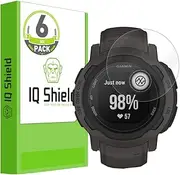 IQShield Screen Protector Compatible with Garmin Instinct 2 (6-Pack) Anti-Bubble Clear Film,0.9INCH