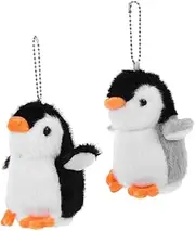 Didiseaon 2Pcs Plush Penguin Keychain Soft Animal Bag Pendant Adorable Grey Black Stuffed Doll for Cute Key Holder and Backpack Accessory Party Favors for Boys