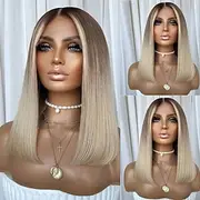 Unprocessed Virgin Hair 5x5 Closure 13x4 Lace Front Wig Short Bob Brazilian Hair Straight Blonde Wig 130% 150% Density with Baby Hair Ombre Hair 100% Virgin Gl