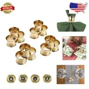 -Round Use Hammered Gold Napkin Rings - 12 Elegant Brass Rings for Any Meal