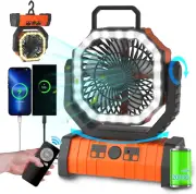 Ventilador de mano a batería con luz LED tipo linterna de 20000 mAh