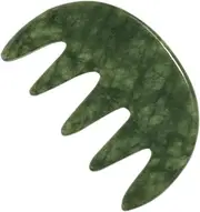 GARVALON Jade Scalp Massager Tool Wide Teeth Massage Comb for Relaxation and Muscle Relief Durable Jade Craft Body Massage Comb for Head and Scalp Care Unique Collectible Design