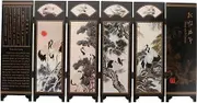 Traditional Chinese Vintage Wooden Folding Screen Antique Decorative Divider for Interior Display Miniature Accent Modern Style Unique Home