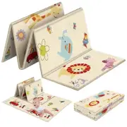 Baby Play Mat 71x40 Foldable 2 Side Play Mat PE Foam Pad For Kids Slip
