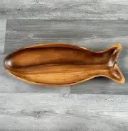 Williams Sonoma Large Acacia Wood Fish 21.5" Platter Tray Serving Board Handmade