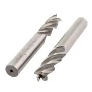 2 Pcs HSSAL 4 Flutes Straight Shank End Mill Cutter CNC Bits 3/8" x 3/8"