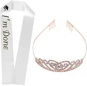 [BESPORTBLE] 1 Set Graduation Tiara and Sash Set Stunning Rhinestone Crown with Satin Sash for Graduation Ceremony Secure Comfortable and Durable Design for Celebrations and Lasting