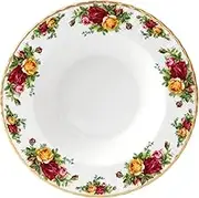 Royal Albert Old Country Roses Rim Plate Gift-Vintage Fine Bone China Soup Serving Bowl-Large Size-Floral Pattern, 25cm, Multi, 24cm