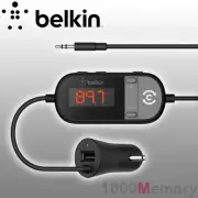 Belkin TuneCast In-Car 3.5mm to FM Transmitter USB Charging for Apple Samsung LG