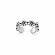 Toe Ring Daisy Flower Antiqued Sterling Silver