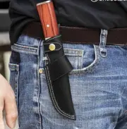 Handmade Leather Hunt Knives Sheath Fixed Blade Horizontal-Vertical Belt Holder