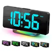 Digital Alarm Clock, Large LED Digital Clock for Bedrooms with 10 Color Black