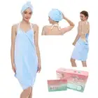 Women Soft Spa Bath Body Wrap Towel Bathrobe With Fast Dry Hair Drying Washcloth