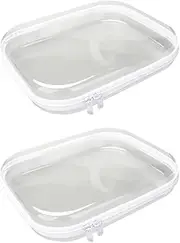 [SHENMAIDAY] 2 Pack Medium Clear Hard Shell Zipper Bag, Portable Zipper Waterproof Cosmetic Bag, Hard Side Travel Essentials Organizer Bag for Small Items, Toys,Cosmetics, Stationery Accessories