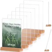 Acrylic sign holder 5x7,Double Sided T/L Shape Menu Holder with Wooden