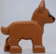 Lego Dog Alsatian German Shepherd Puppy with Dark Brown Muzzle Black Eyes