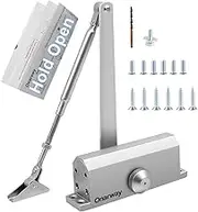 Onarway Automatic Door Closer Hold Open Size 3 Spring Hydraulic Door Closure Aluminum Alloy Body, for Residential and Commercial Use with Fitting Template, for Middle-Weight Door