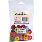 Hygloss Bright Wooden Buttons Assorted Colors-20mm 40/Pkg, H89-240