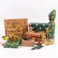 在飛比找樂天市場購物網優惠-精選6款復古牛皮紙聖誕節禮品禮物包裝紙套組B款