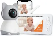 2K Baby Monitor, Baby Monitor with Camera and Audio, 5" Color Display