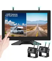 XRIZUO 10.1" Wireless Backup Camera System, 1080P AHD Rear Side View Cameras wit