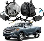 Car Left + Right LED Fog Light Assembly DRL Daytime Running Lamp, Compatible With Mazda BT-50 BT50 (UP, UR) 2011-2020