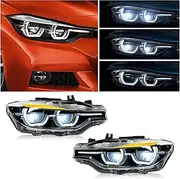 Pair Upgrades LED Headlights Headlamps Left Right Compatible with 3 Series F30 F31 Pre LCI Xenon LHD 2012 2013 2014 2015
