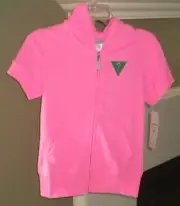 NWT GUESS GIRLS PINK ROSE HOODIE JACKET SIZE X-LARGE 16 $42.50