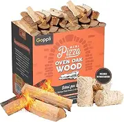 Goppli Mini Pizza Oven Oak Wood for Portable Mini Pizza Ovens - Dried Cooking Wood Miniature Logs - Oak Mini Fire Wood Sticks Great for Grilling, Smoking, BBQ - (10 Firestarters Included), Brown