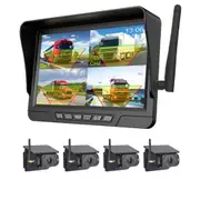 10.1 Inch HD 1080P Wireless Backup Camera System Split with 4 WIFI Solar Cameras for RV, Truck, Trailer, Van