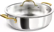 NEW! Michelangelo 12" 6 qt Stainless Steel Pan with Lid - Dishwasher & Oven-Safe