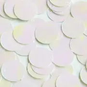 Round Flat Sequin 20mm Top Hole White Pink Rainbow Iris Fluorescent Shiny Back