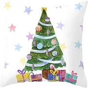 [EHOMERY] Pillow Cover Vintage Style Cushion Patio Chair Christmas Tree Gift Star Velvet Throw Pillow Covers Japandi Rectangle Colorful 18X18 Inches