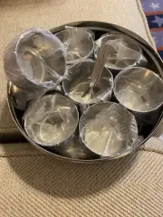 Stainless Steel Indian Spice Box, Indian Double Lid Masala Dabba, Masala Box Ste