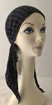 NWT! Lemon / Helen's Hats Pretied Knit Fabric Scarf NAVY Blue • Great for Chemo