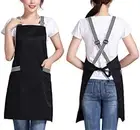 Crossback Adjustable Bib Apron Waterdrop Resistant with 2 Pockets Cooking Kitche