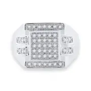 10kt White Gold Mens Round Diamond Square Cluster Ring 1/3 Cttw