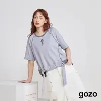 在飛比找蝦皮商城優惠-【gozo】貓咪瑜珈造型環撞色T恤(灰色/綠色_F) | 女