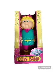 Blonde Cabbage Patch Doll Coin Bank Pink and Blue 1991 in Box