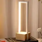 LED Table Lamp USB Bedside Night Lamp Stepless Dimmable Desk Light Wooden Base